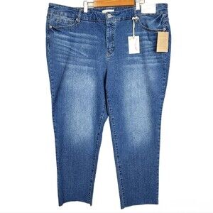 Jessica Simpson Cropped Jeans Blue Denim Slim Straight High Rise Plus Size 20W